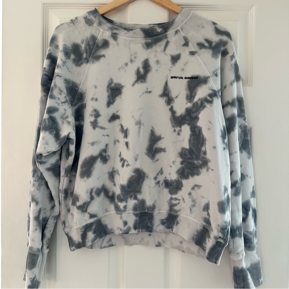 Spiritual Gangster Tops - Spiritual Gangster Black and Gray Tie-Dye Sweatshirt